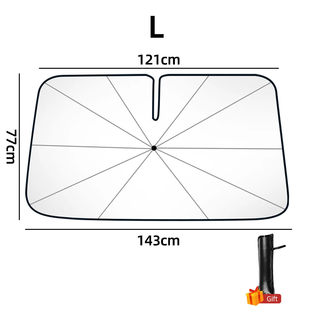 Car Windshield Sunshade Umbrella with 360° Rotation Handle
