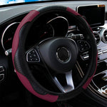 Car Decoration PU Carbon Fiber Leather Car Steering Wheel Cover No Inner Ring Universal detail view