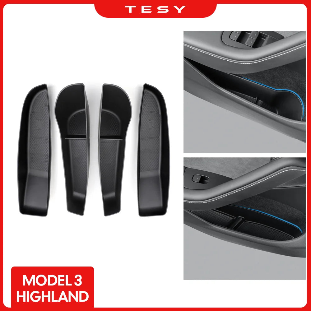 For Tesla Model 3 Highland 2024 Door Storage Box | TPE Car Organizer Tray