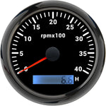 85mm Tachometer with LCD Hour Meter | 7 Color LED Backlight for Marine Boat Car close-up view