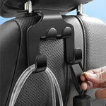 Car Seat Headrest Hook Hanger | Black Storage Organizer for Handbags, Purses, and Coats detail view