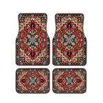 Red Bohemian Paisley Print Car Floor Mats 4Pcs Universal Anti-Slip Auto Carpet Interio close-up view