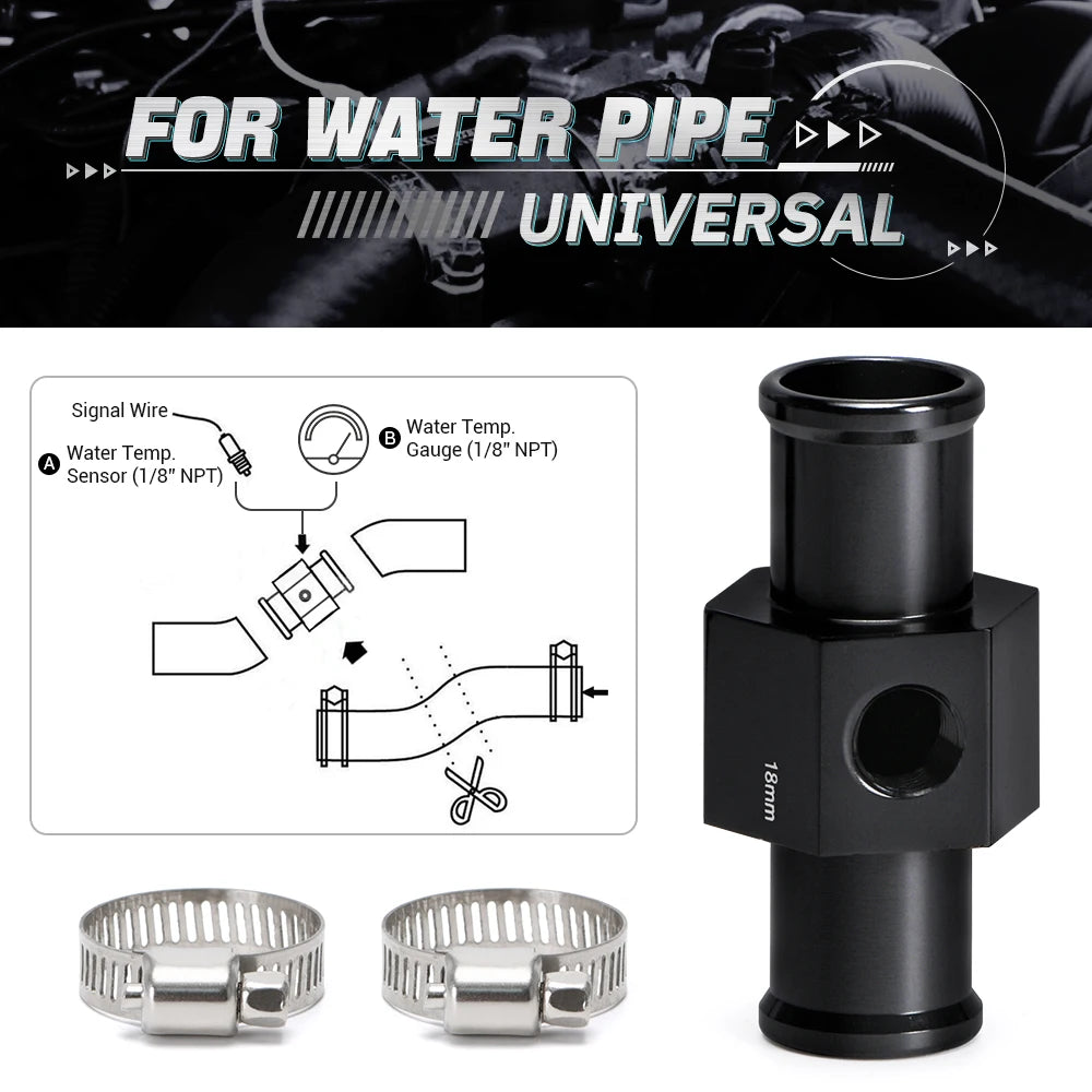 Black Water Temp Gauge Adapter | Radiator Temperature Sensor Joint Pipe for 18MM 20MM alternate view