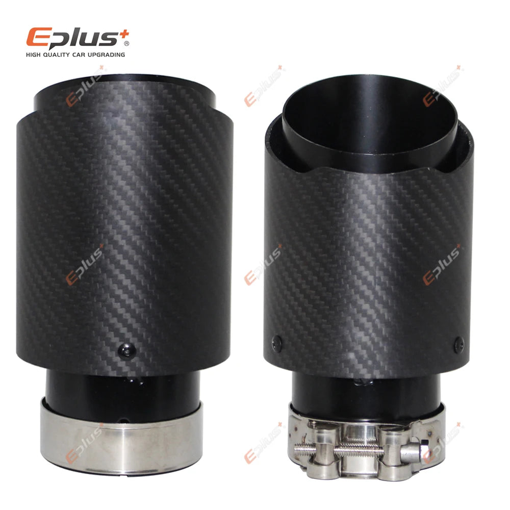 Universal Car Matte Carbon Fiber Muffler Tip Exhaust System Pipe Mufflers Nozzle Straight Stainless