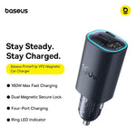 Baseus 160W Car Charger Fast Charging PPS PD3.0 USB Type C Car Phone Charge For iPh additional angle