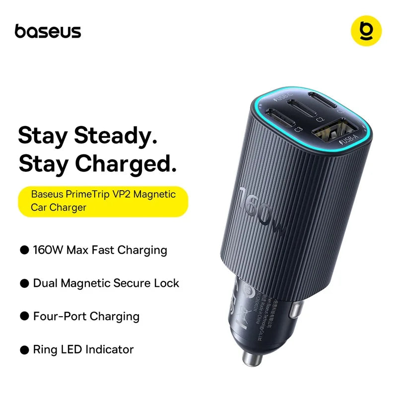 Baseus 160W Car Charger Fast Charging PPS PD3.0 USB Type C Car Phone Charge For iPh additional angle