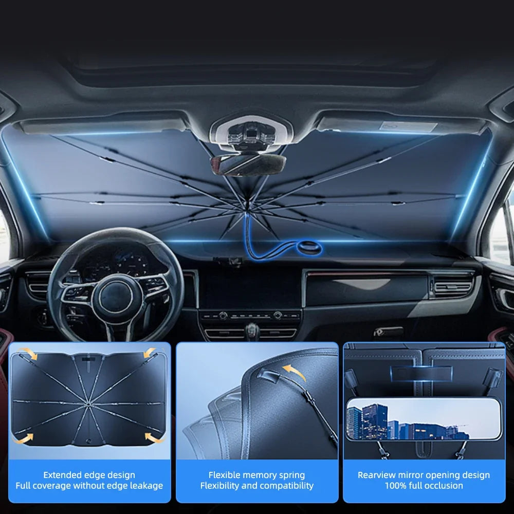 Foldable Car Windshield Sun Shade Umbrella | UV Block Heat Protection for Front Windo lifestyle view
