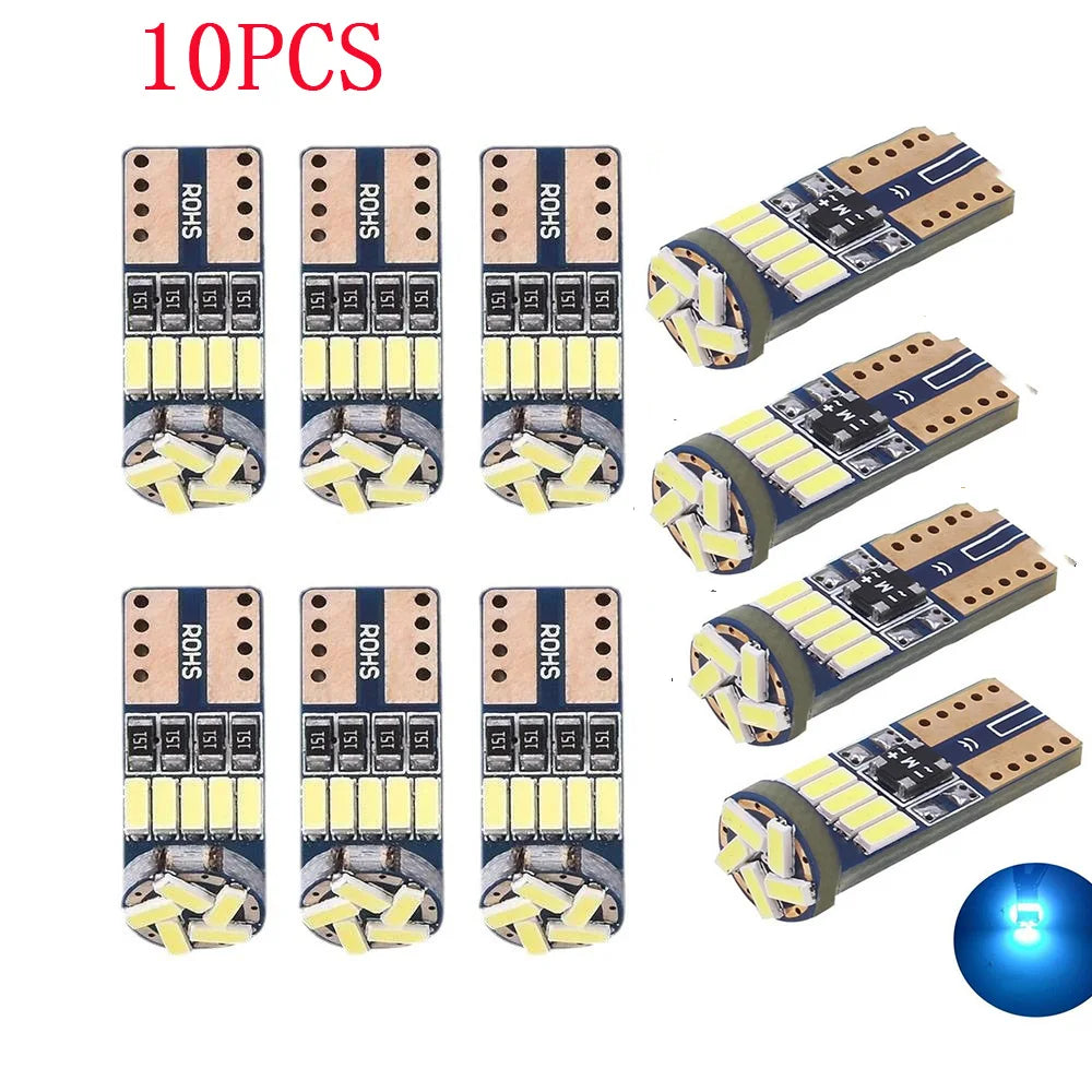 10x T10 W5W 4014 15SMD LED Canbus High Power Car Clearance Wedge Side Light Interior Dome Reading Lamps 12V 6000K No error White
