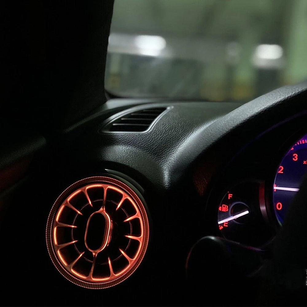 2PCS LED Front Dashboard AC Air Condition Vent Outlet Turbo Interior Trim For Mazda 6 GH Air Vent Outlet Car Accessories