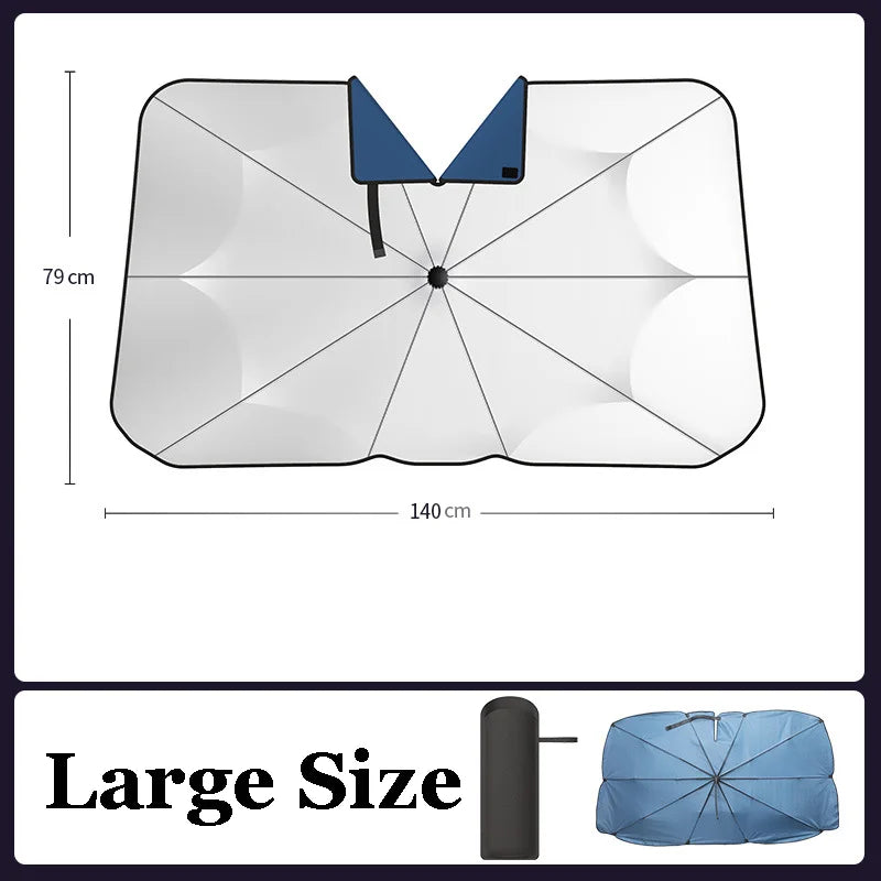 Car Windshield Sun Shade Umbrella with 360° Rotating Handle detail view