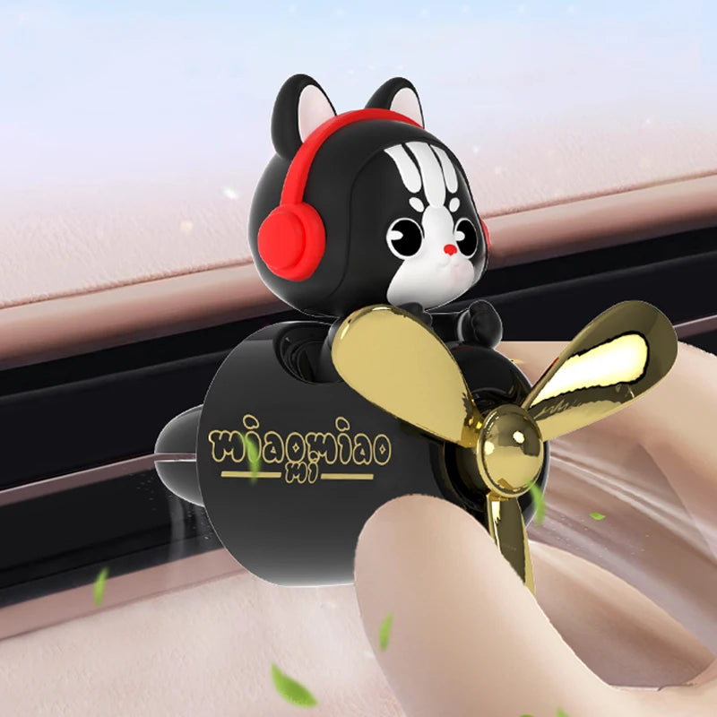 Cat Pilot Rotating Car Air Freshener Vent Clip | DIY Fragrance Aroma Diffuser Ornamen lifestyle view