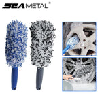 SEAMETAL Car Wheel Tire Rim Cleaning Brush Portable Plush Car Wheel Hub Brush Washing Tool Car Detai