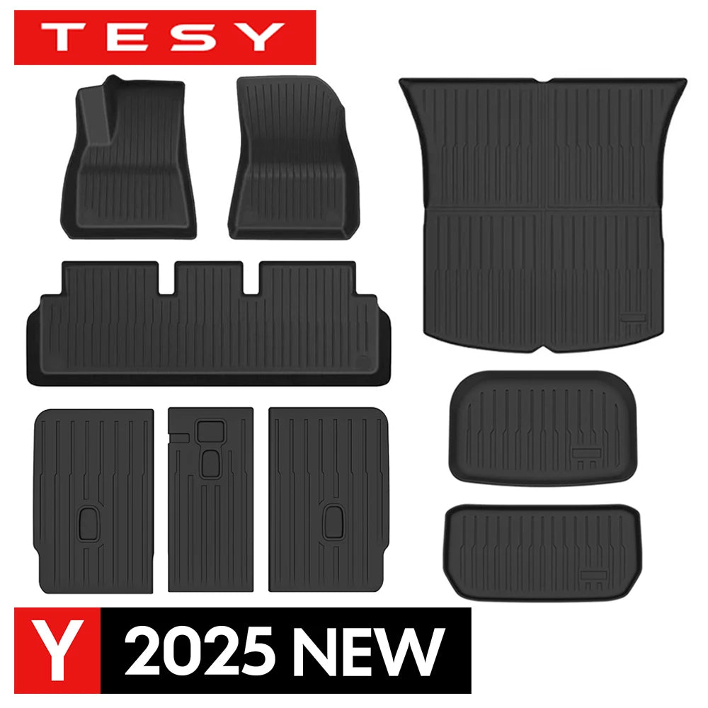 TPE Floor Mats and Cargo Liner for Tesla Model Y Juniper 2025+ | All Weather Trunk Liners