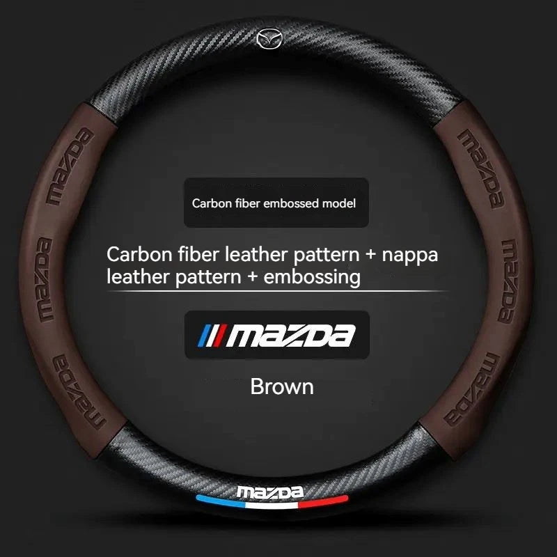 Carbon Fiber Leather Steering Wheel Cover | Mazda 3 5 6 CX30 CX5 CX8 MX5 RX8 RX7 alternate view