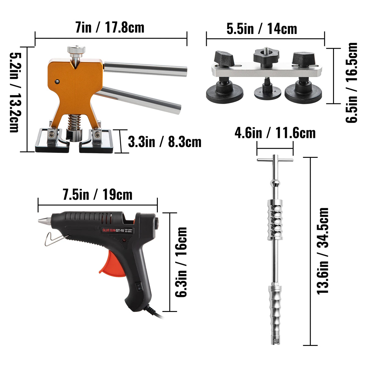 SucceBuy Paintless Dent Removal Rods Stainless Steel Rods Car Dent Repair Kit Glue Puller Kit for Auto Dent Removal Door Dings