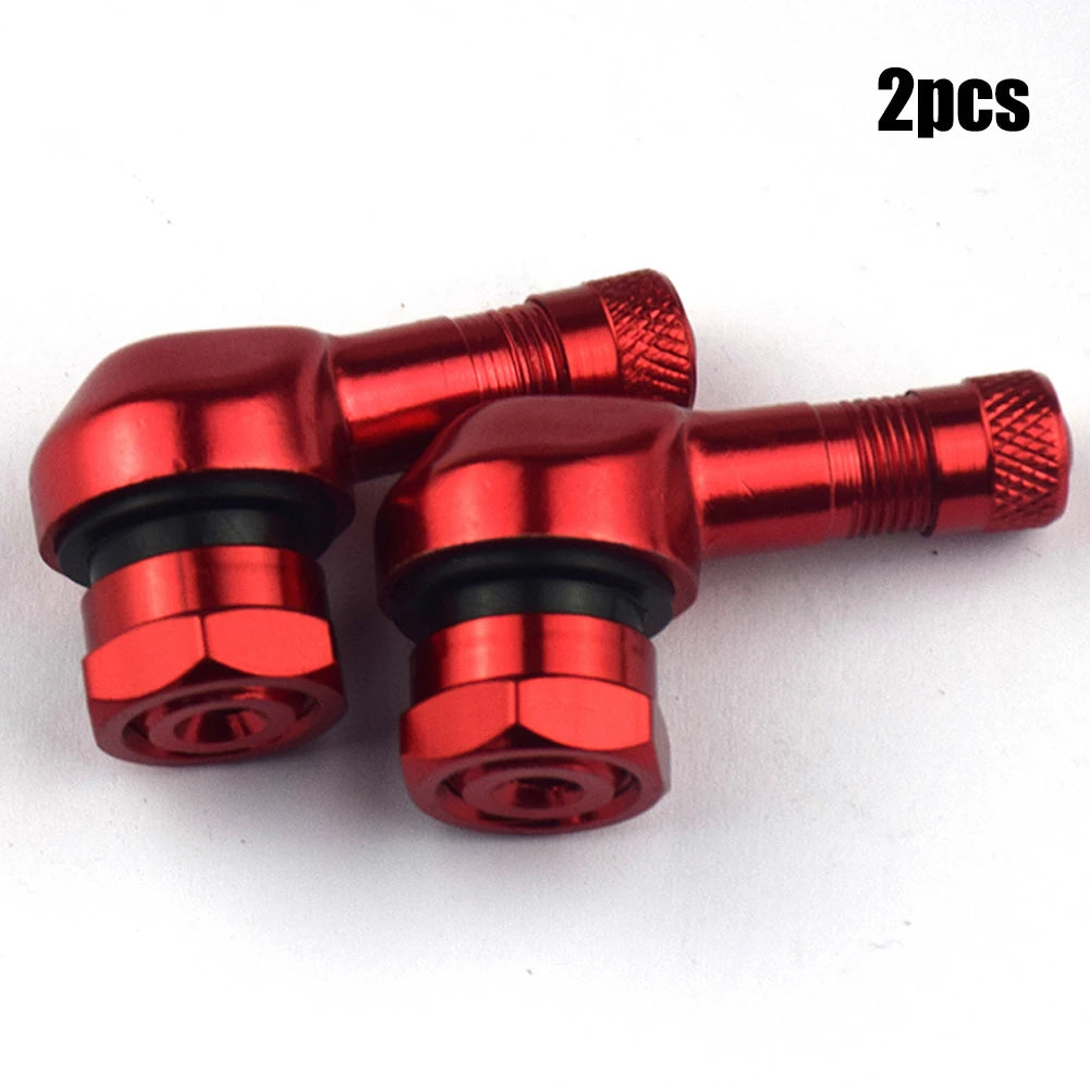 2PCS CNC Motorcycle 90 Degree Angle Valve Stems | Aluminum Tubeless Tire Pressure Check detail view
