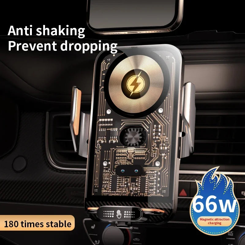 Smart Infrared Car Phone Holder with 66W Wireless Charger | Auto-Clamp Air Vent Mou additional angle