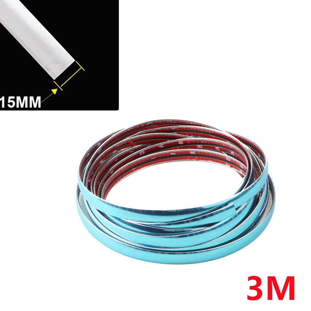 Exterior Car Chrome Body Strip Bumper Auto Door Protector Moulding Styling Trim car La close-up view