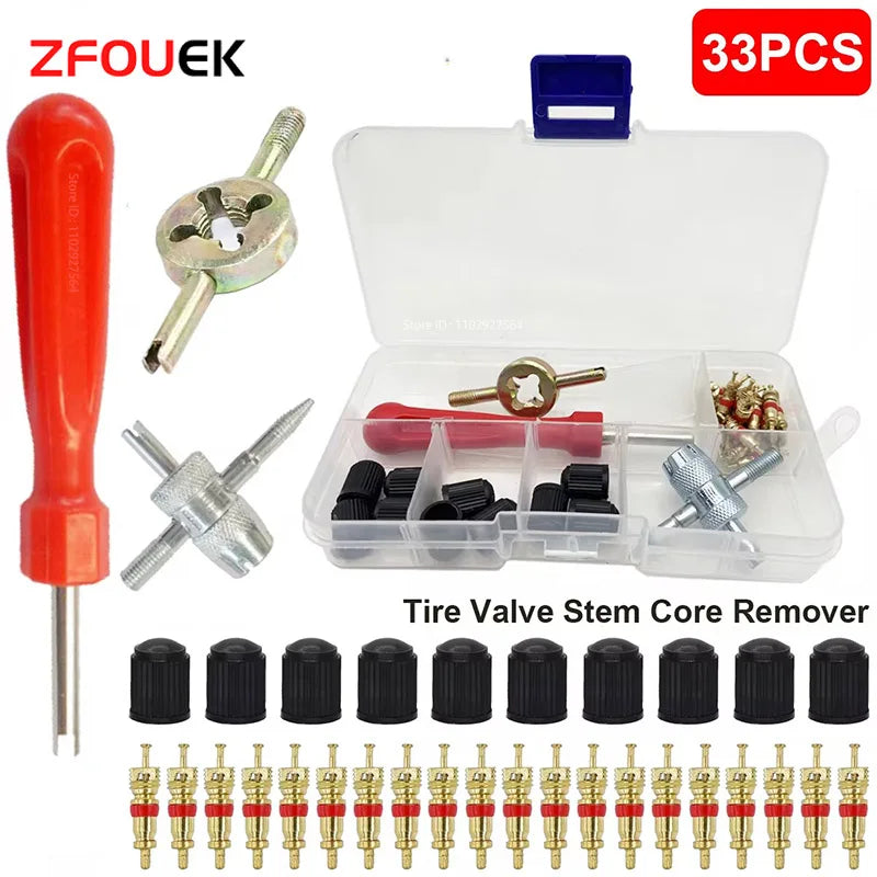 Car Bicycle Slotted Handle Tire Valve Stem Core Remover Screwdriver Tire Repair Install Tool Kit Aut