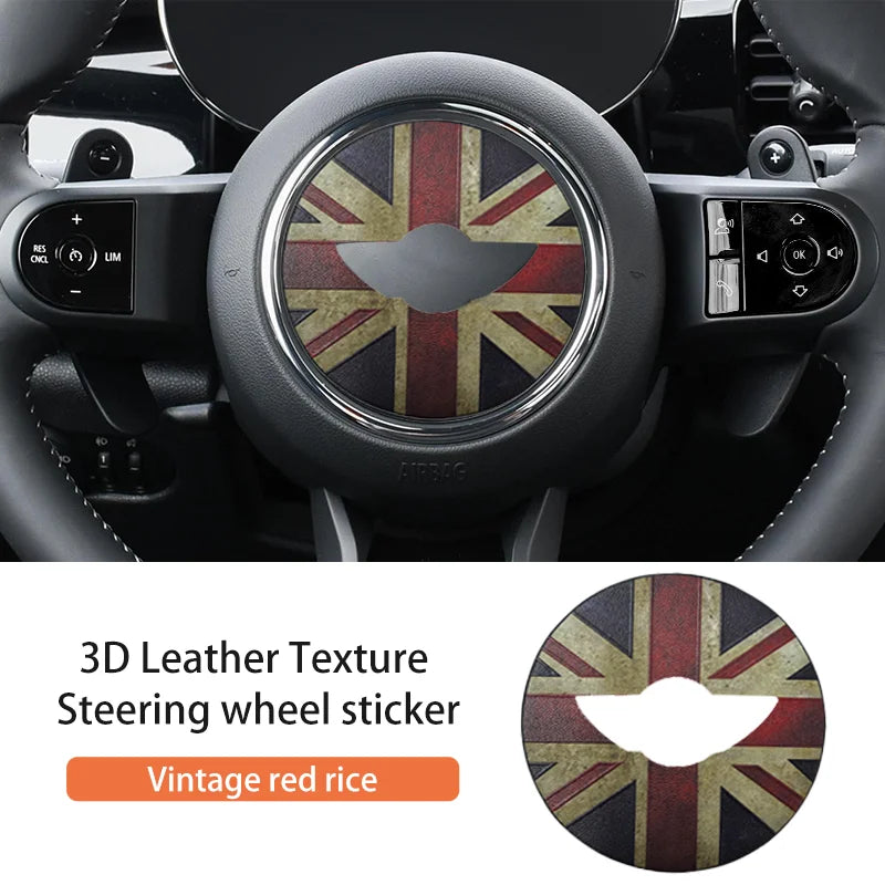 Car Steering Wheel Sticker For MINI Cooper F56 F55 F54 F60 R56 R60 U25 J01 F65 F66 PU Leather Stickers Interior Car Accessories