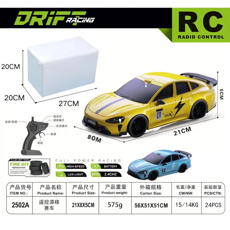2026 New, Limited Edition Rc Drift GT3 RS 911 mi SU7 1:24 Drift Racing Car, Kids Gift close-up view