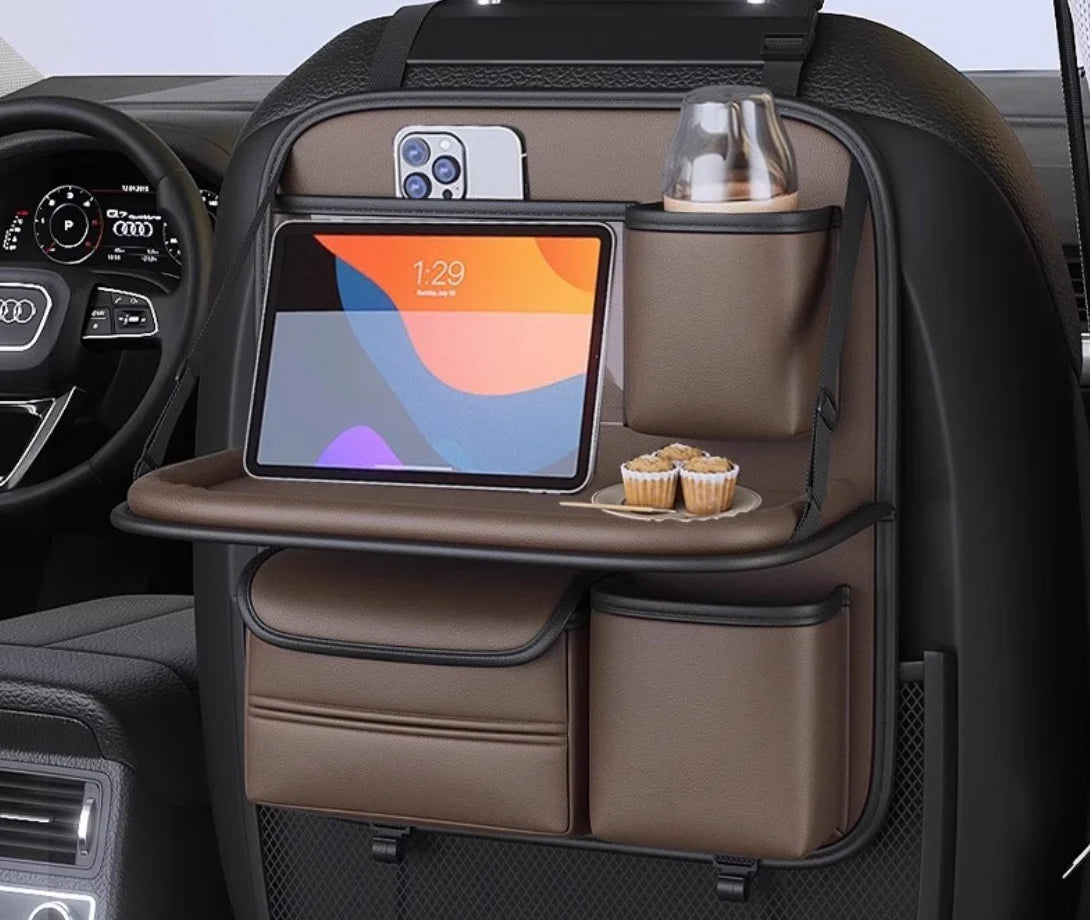Car Seat Back Organizer with Foldable Table Board