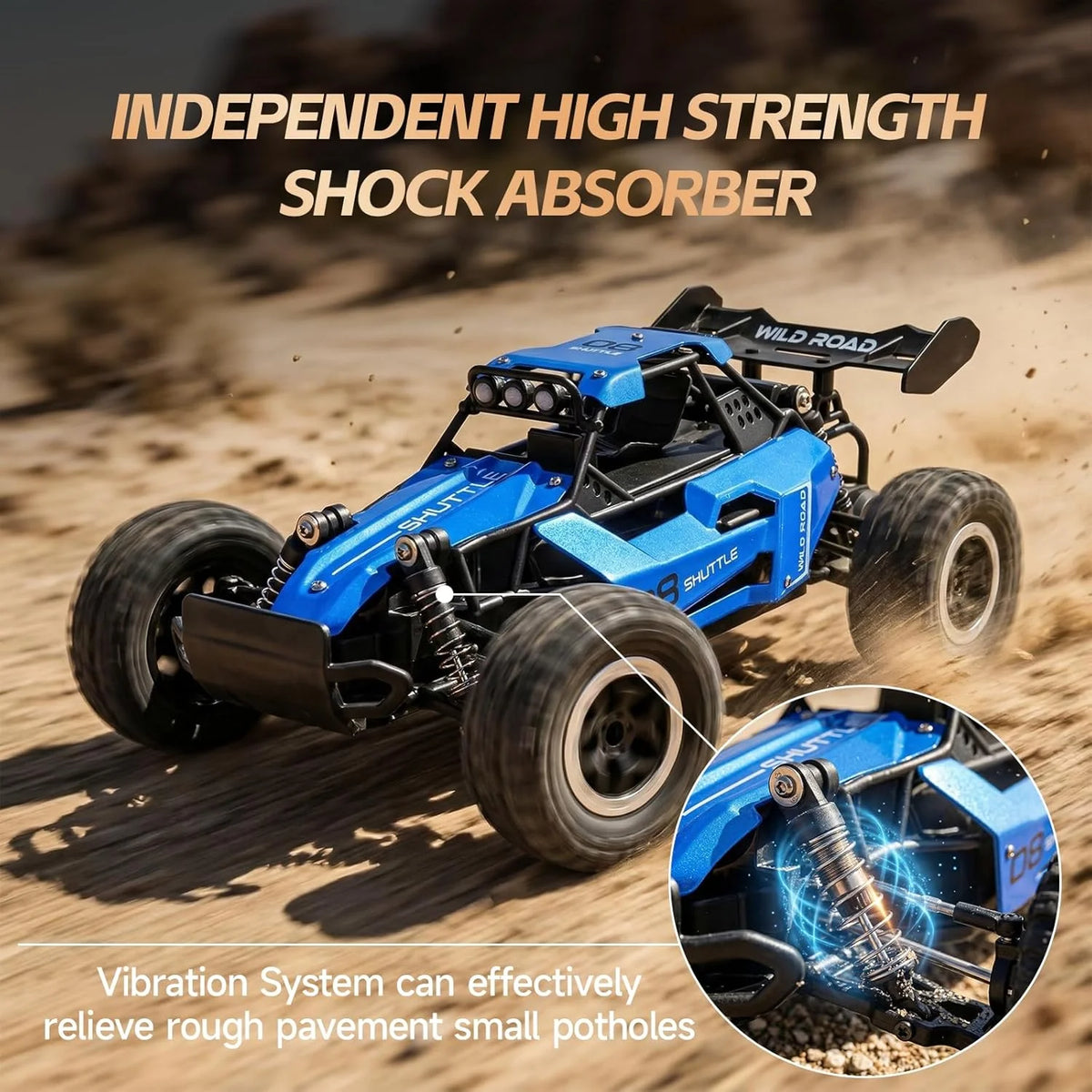 1:16 Scale Remote Control Monster Truck High Speeds 20KMH Off-Road RC Car with LED Li alternate view