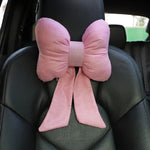 Cute Pink Bowknot Car Neck Pillow close-up view