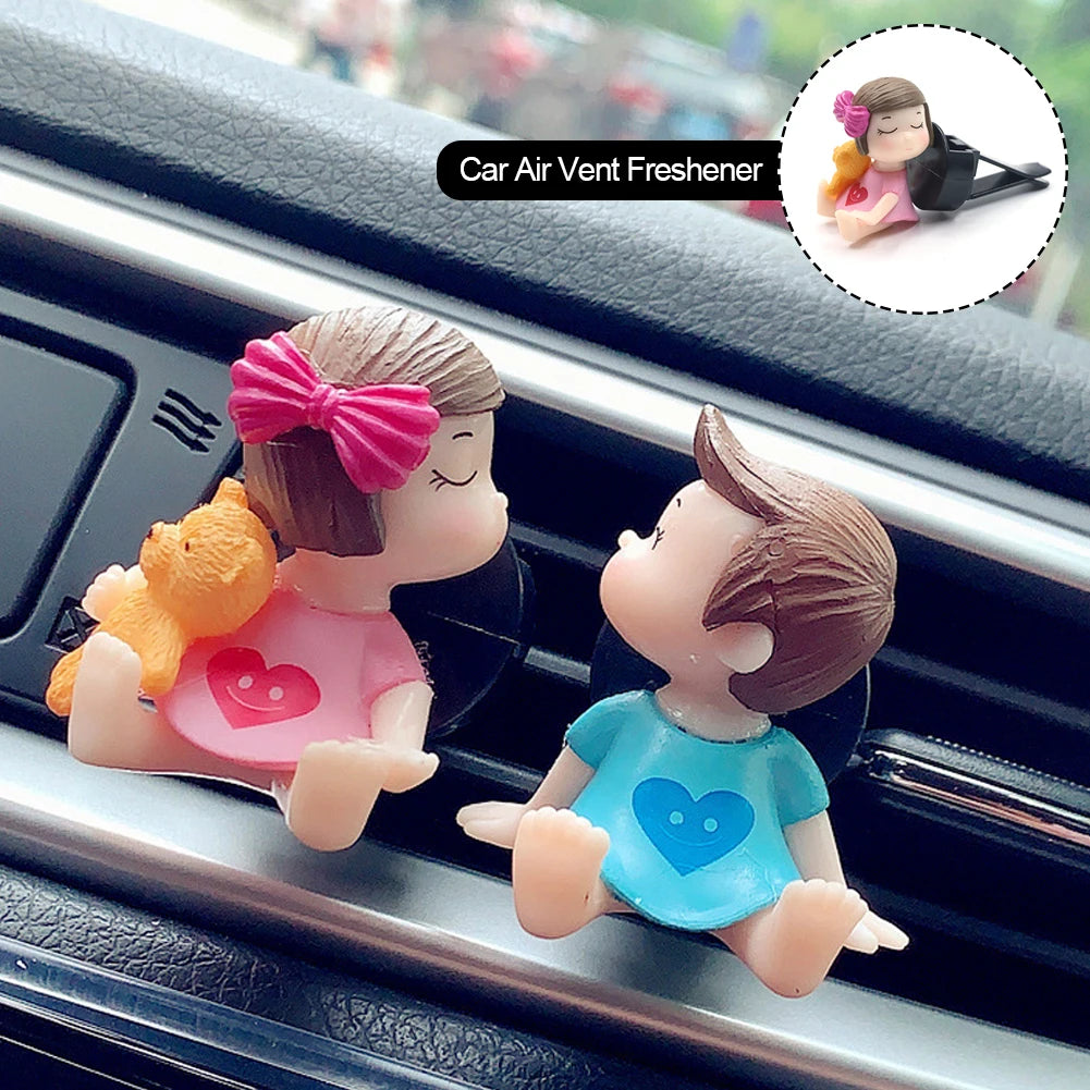 Lovely Couple Car Air Vent Freshener Essential Oil Perfume Clip Scent Aromas Diffuser Decor Fragrance Auto Interior Accessories