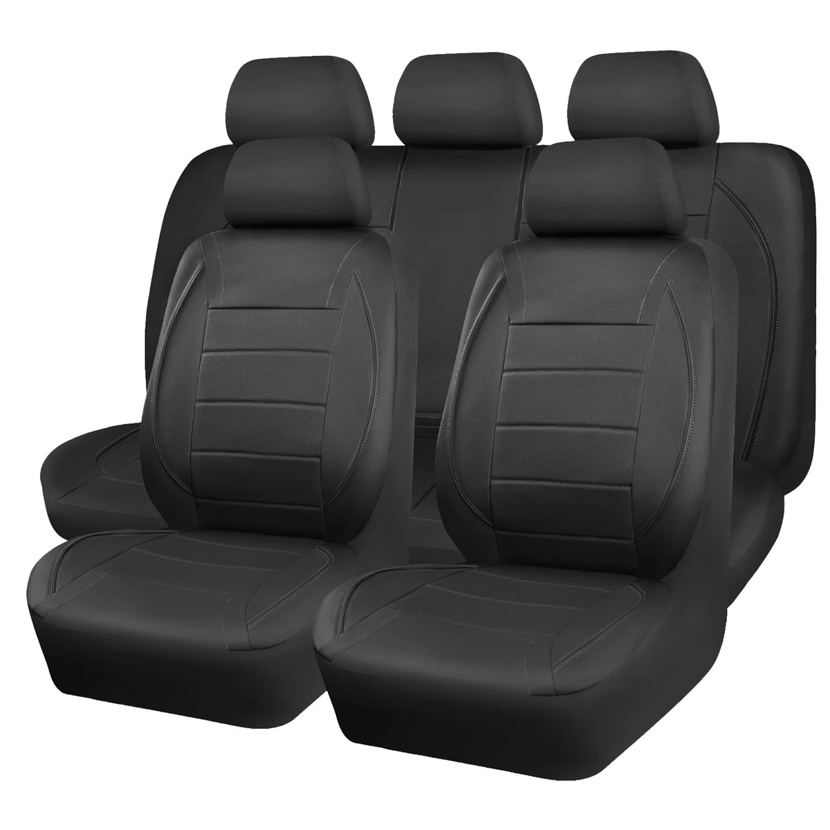 Universal Leather Car Seat Covers Simple Style Breathable Full Set or Front Pair additional angle
