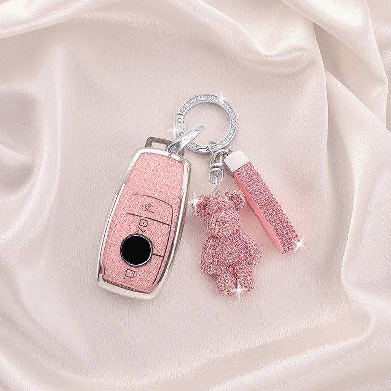 Luxury Diamond Pattern TPU For Mercedes Benz A C E S G Class GLC GLS W177 W205 W213 W222 X167 AMG Remote Car Key Case Cover Fob
