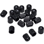 20PCS Car Tire Valve Plastic Black Bike Tyre Valve Caps O Rubber Ring Covers Dome Shape detail view
