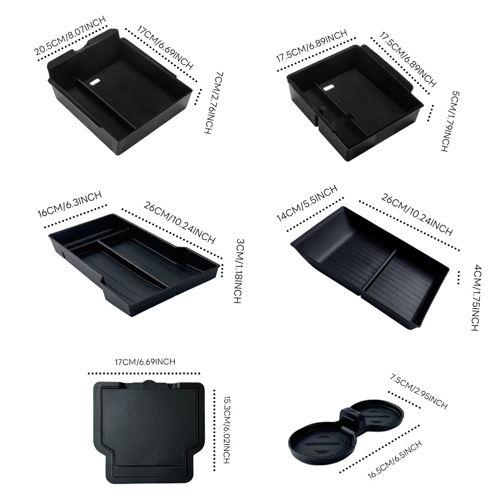 For Tesla New Model Y Juniper 2025 Launch Console & Armrest Upper and Lower Flocking Storage Box Watercup Holder Camera Cover