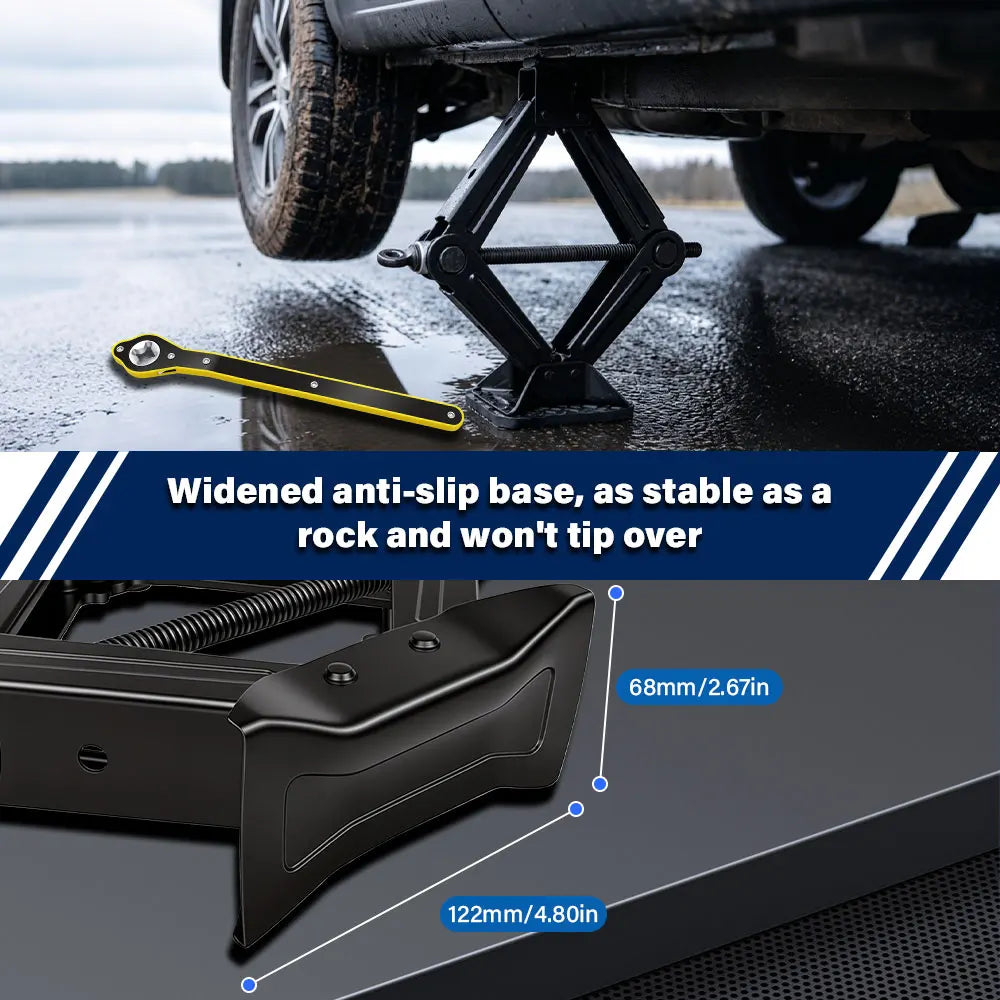 1.5T/2T Car Scissor Jack Auto Emergency Crank Lift Stand Labor-Saving Repair & Tire Re close-up view