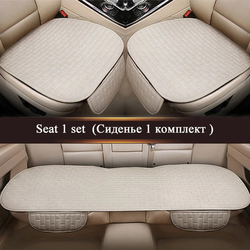 Flax Car Seat Cushion Pad Thick Fiber Filled Seat Cover detail view