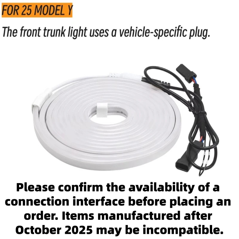 After Trunk Light for Tesla 2025 Model Y Juniper | LED Strip with Magnetic Induction close-up view