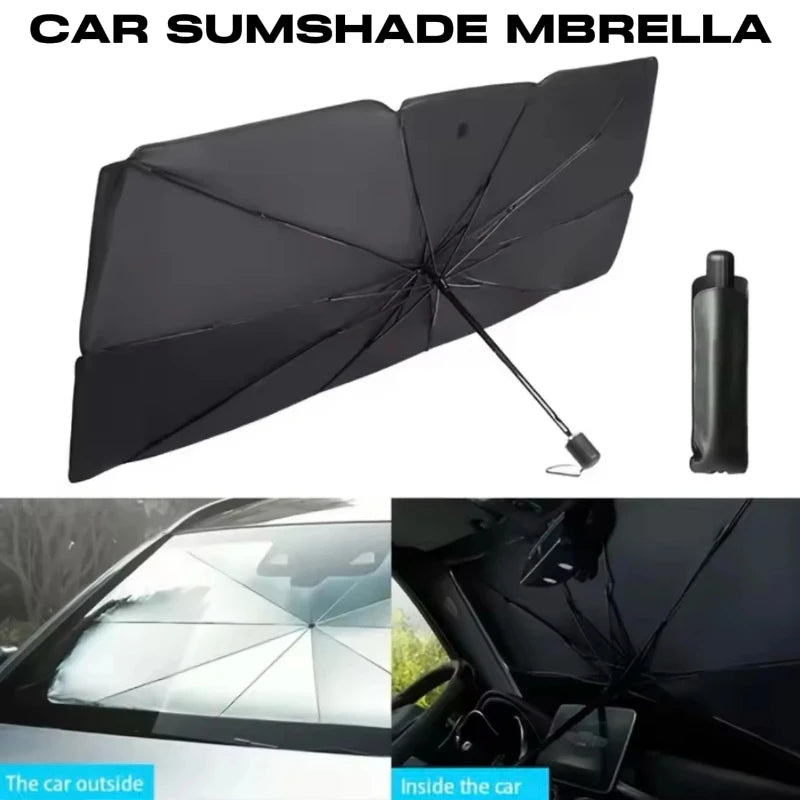 Foldable Car Windshield Sunshade Umbrella, Silver