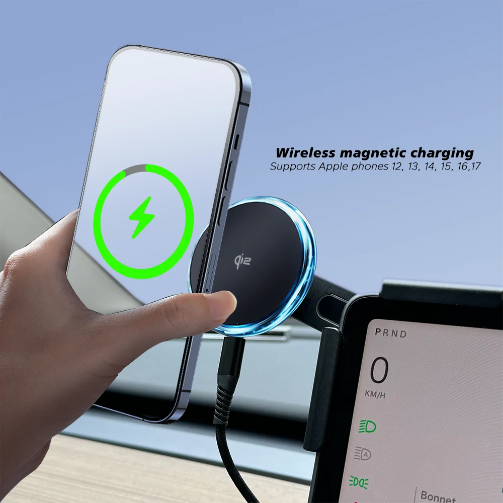 Qi2 15W Magnetic Wireless Charger Phone Holder Compatible with MagSafe Screen Mount Fo close-up view