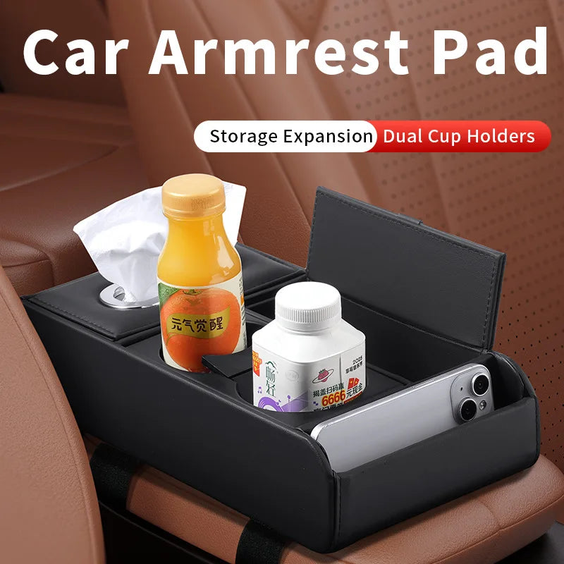 Multifunctional Car Armrest Pad Storage Box Center Console Organizer with Cup Holder alternate view