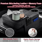 HTMCK Multifunctional Car Armrest Cushion, Center Console Cover with Tissue Holder, Cup Slot and Side Pockets