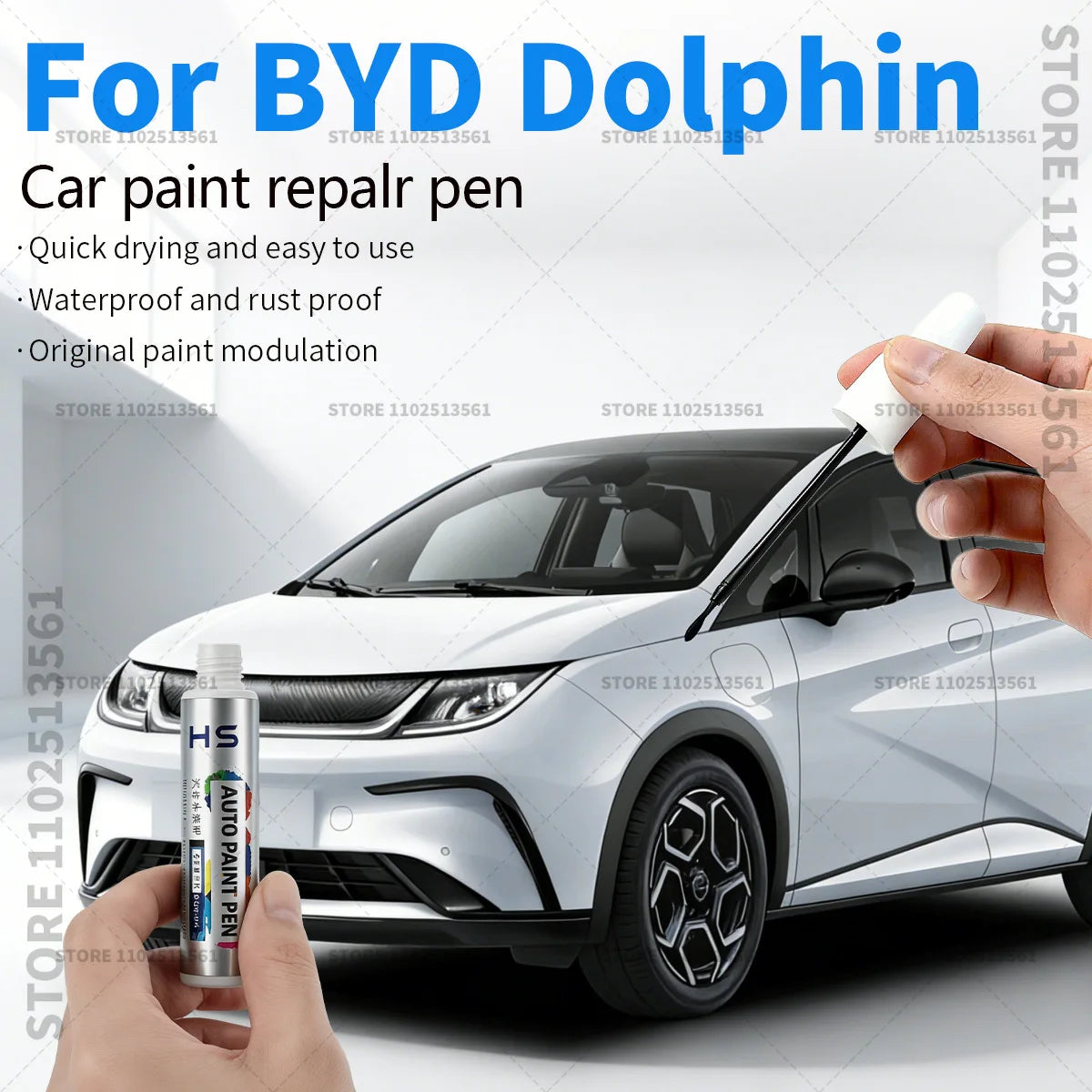 Car Paint Repair Pen Paint Scratch Repair Accessories For 2021-2025 BYD Dolphin Black White Blue Gra