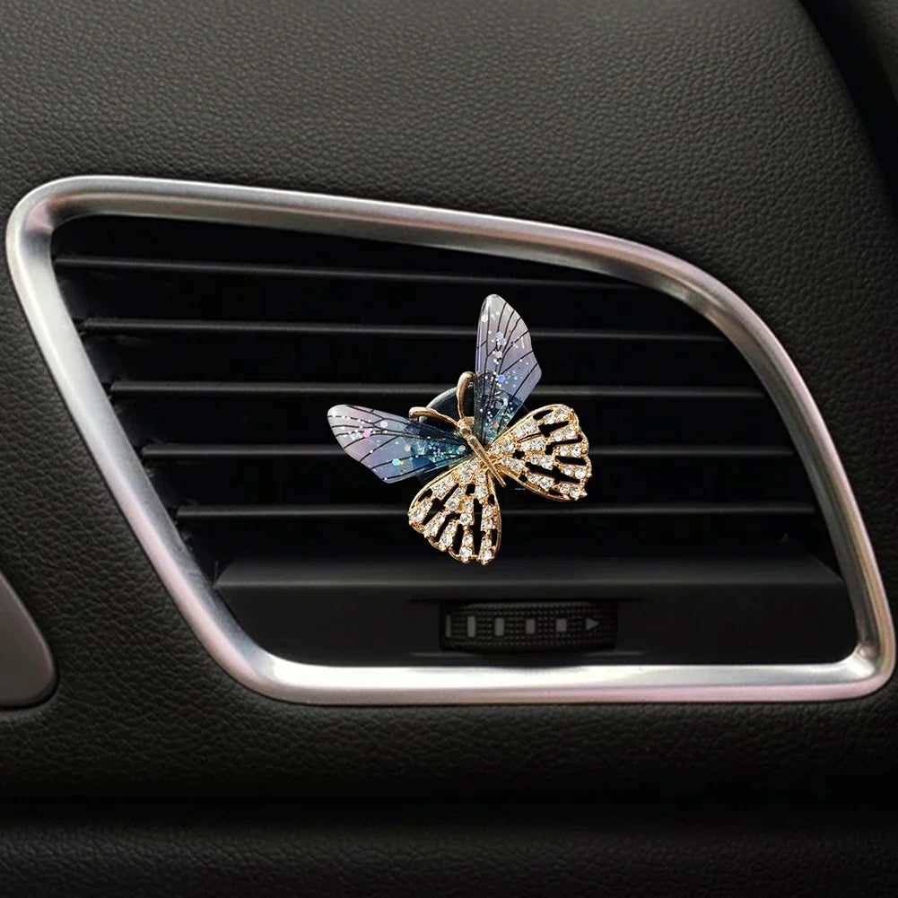 Butterfly Car Perfume Clip Dragonfly Shape Shiny Rhinestone Auto Air Outlet Freshener Perfume Clip for Car Accessories Interior
