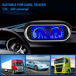 2 In 1 LCD Digital Car Truck Water Temp Gauge with 1/8 NPT Sensor and Voltmeter | 12V close-up view