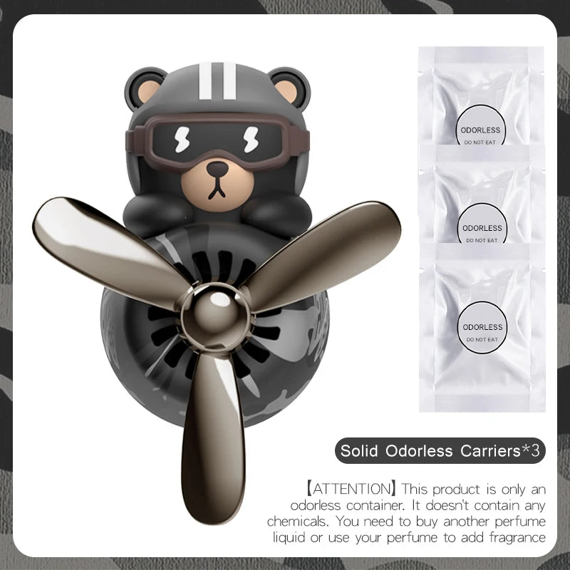 No Fragrance DIY Perfume Rotating Propeller Bear Car Air Freshener Ornament | Cool Ve alternate view