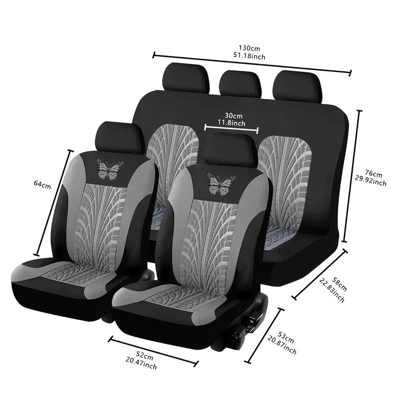 Car Seat Cover Full Set, Universal Butterfly Pattern Embroidery Auto Seat Set additional angle