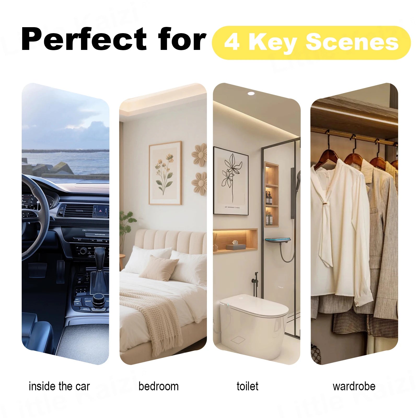 1+5 Vanilla Ice Cream Scent Air Freshener Bundle - 1 Spray + 5 Hanging Car Air Freshener Leaves, Odor Eliminator for Vehicle