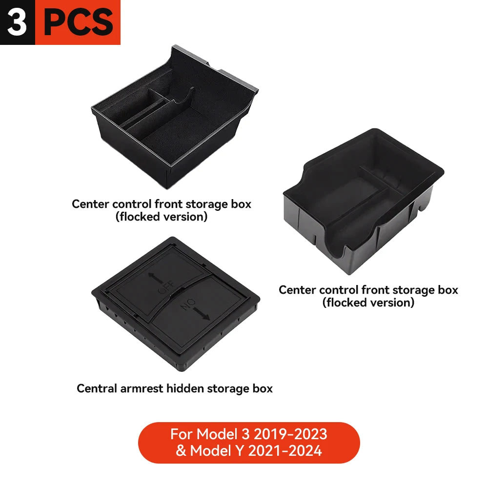 Car Storage Box for Tesla Model 3/Y Highland | Center Console Hidden Organizer additional angle