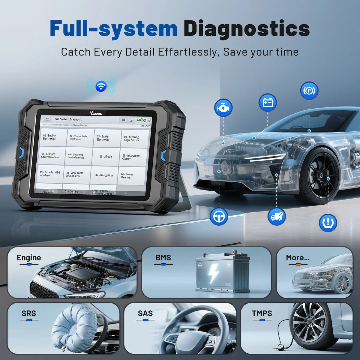VDIAGTOOL VD80BT Bluetooth Car Diagnostic Tool WIFI Wireless Bidirectional Scanner with detail view