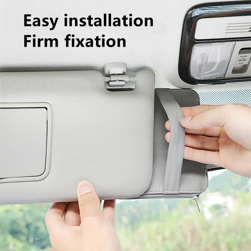 Car Sun Visor Card Holder Storage Box Sunglasses Clip