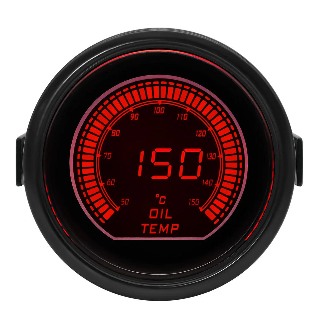 % 52mm Digital Display Red & Blue Car Racing Meter Turbo Boost Gauge PSI Water /Oil Temp Oil Pressure Gauge Voltmeter Tachometer